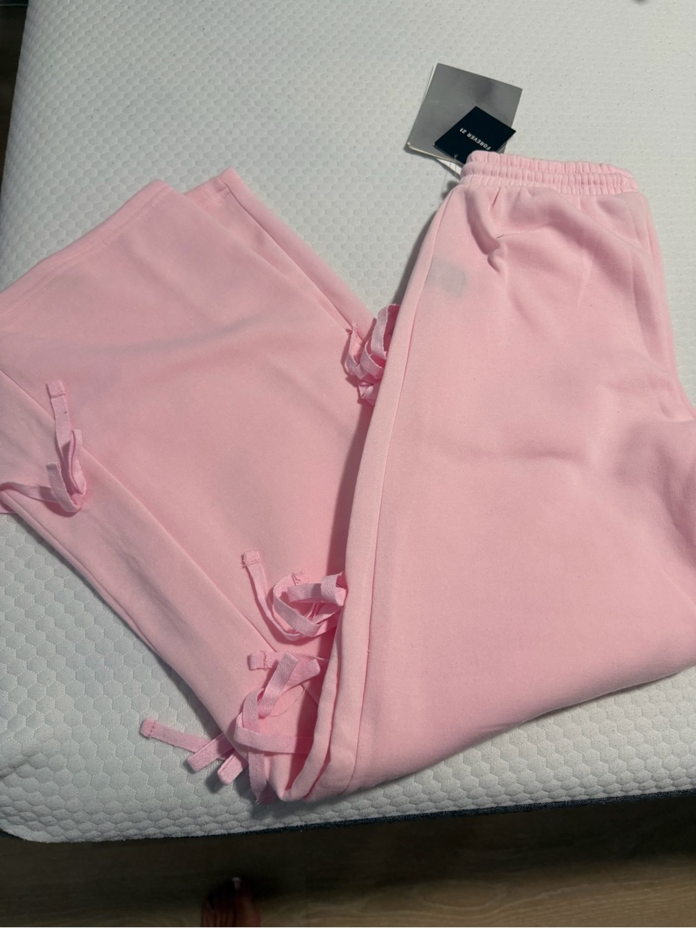 Forever 21 OVERSIZED Light Pink Drawstring Joggers with bow detail
